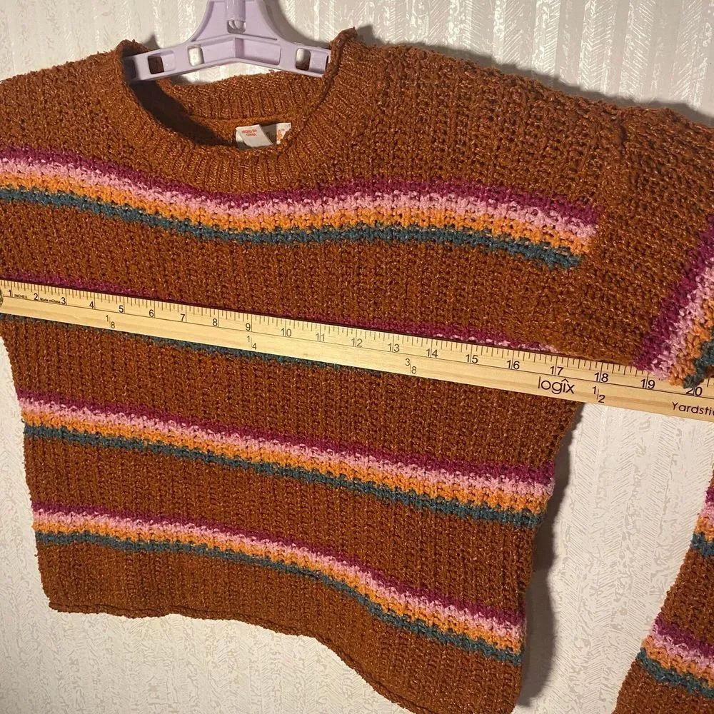 Cat & Jack Pullover Sweater Girl Size L 10/12 Orange Polyester Blend Long Sleeve